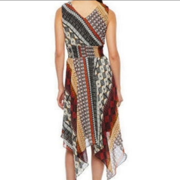 Dress Barn Boho Geo Shark Bite Hem Dress - Picture 2 of 8